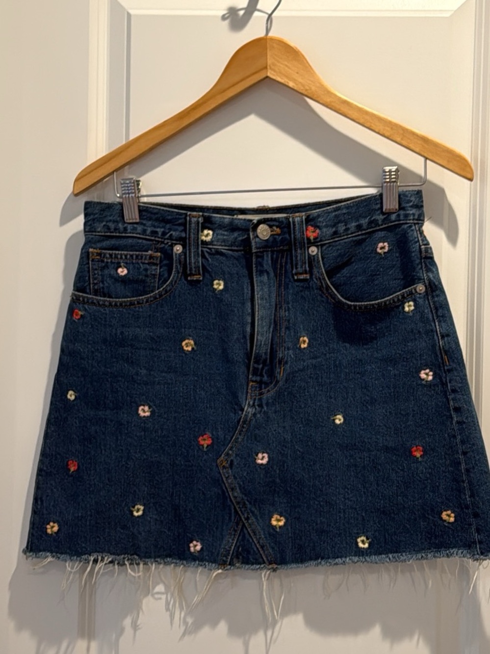 Madewell Dark Blue Embroidered Mini Skirt